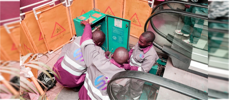Escalator maintenance in Lekki Lagos, Nigeria.